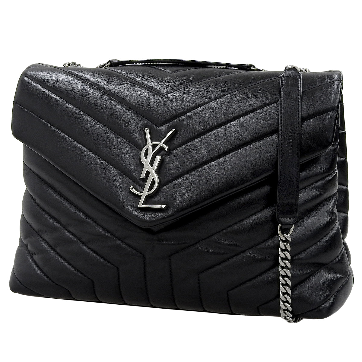 Lulu Chain Shoulder Bag, Leather, Black, 487216, 2-Way