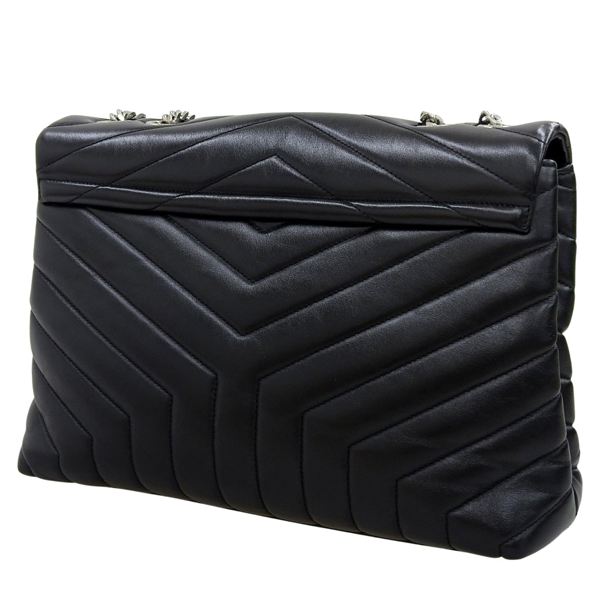 Lulu Chain Shoulder Bag, Leather, Black, 487216, 2-Way