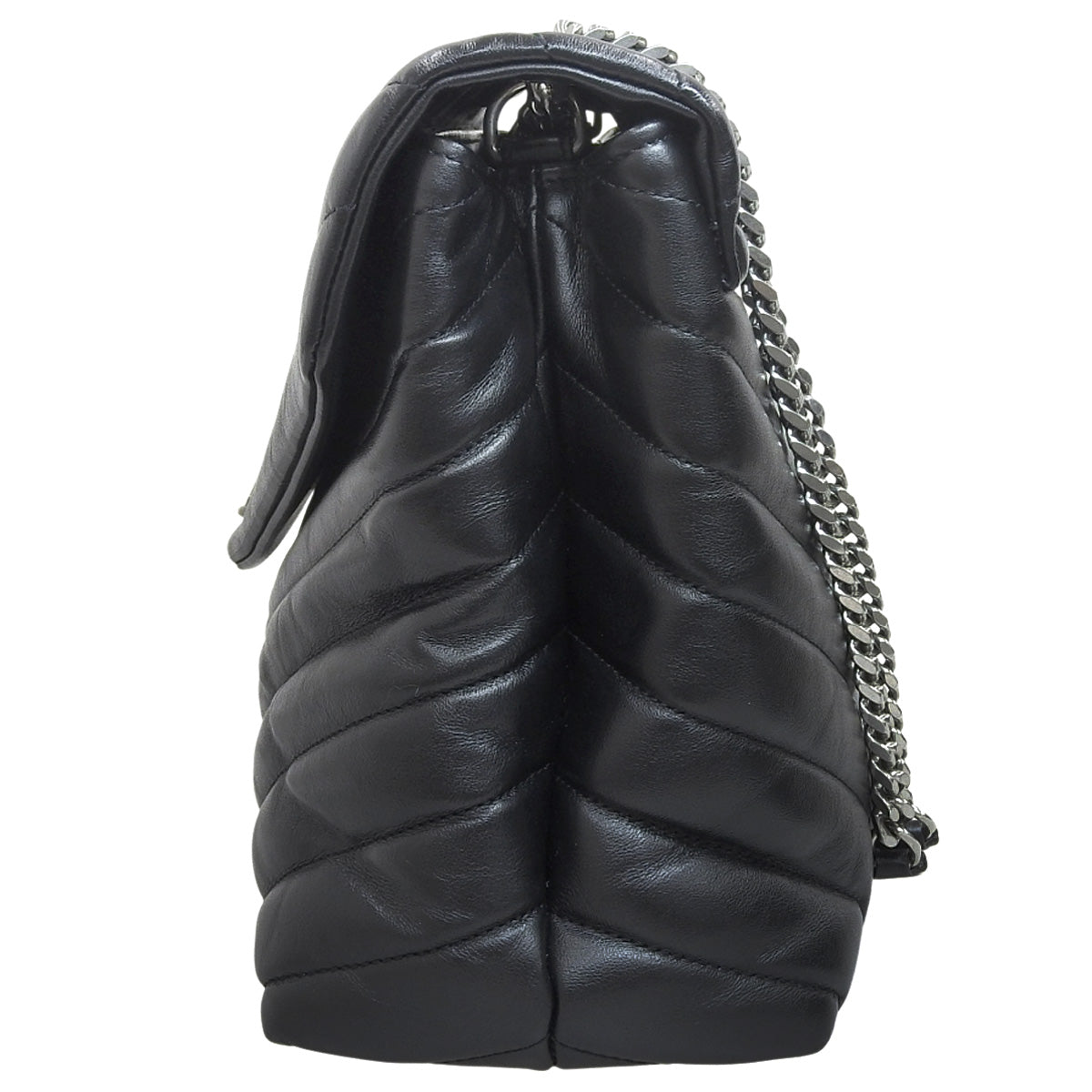 Lulu 链条单肩包,黑色皮革,487216,双向手提