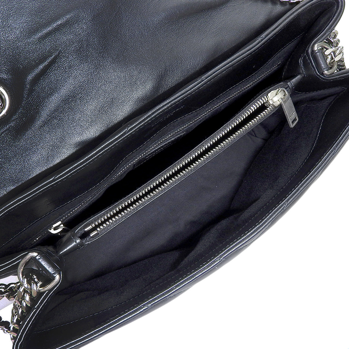 Lulu 链条单肩包,黑色皮革,487216,双向手提