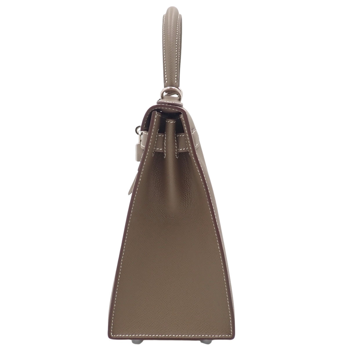 Kelly 28 (exterior stitching), Epsom calfskin, palladium hardware, Etoupe/Etoupe, silver hardware, B stamp.