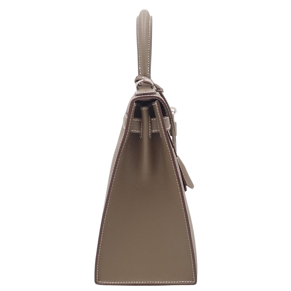 Kelly 28 (exterior stitching), Epsom calfskin, palladium hardware, Etoupe/Etoupe, silver hardware, B stamp.