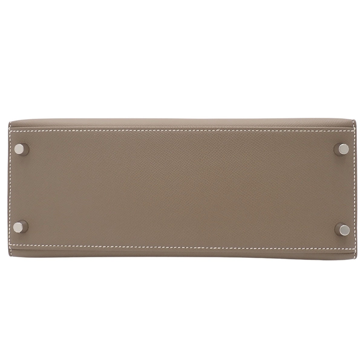 Kelly 28 (exterior stitching), Epsom calfskin, palladium hardware, Etoupe/Etoupe, silver hardware, B stamp.