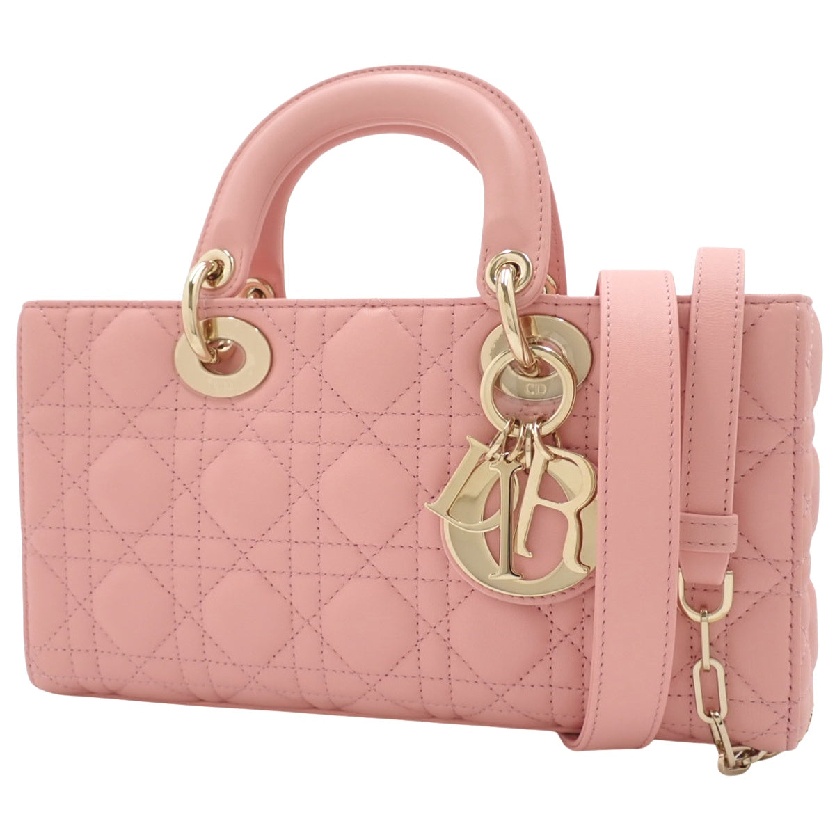 Cannage Lady D-Joy 中号粉色羊皮包