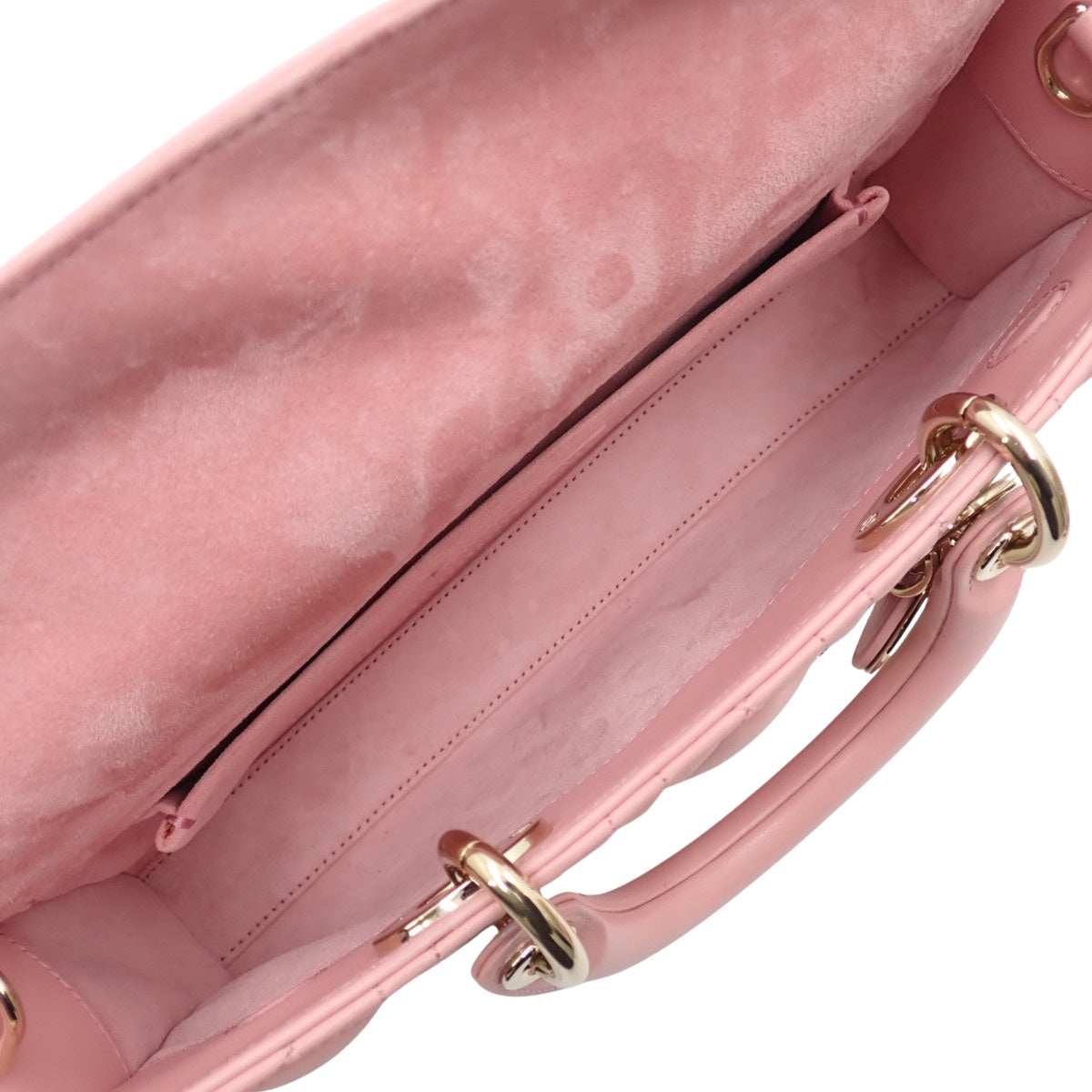 Cannage Lady D-Joy 中号粉色羊皮包