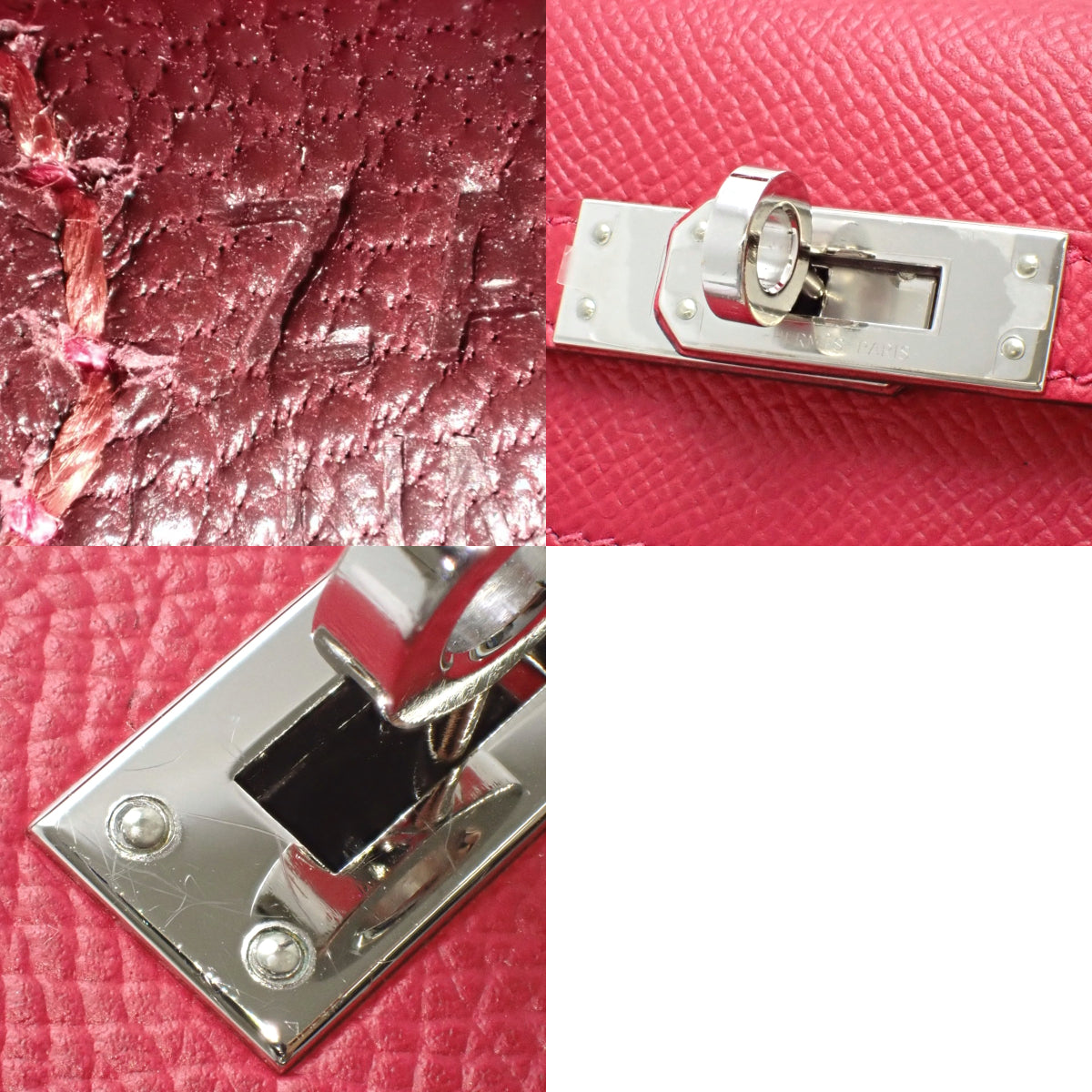 Kelly Verso 25(外缝)Epson Framboise/Rouge 系列银色五金 Z 印章