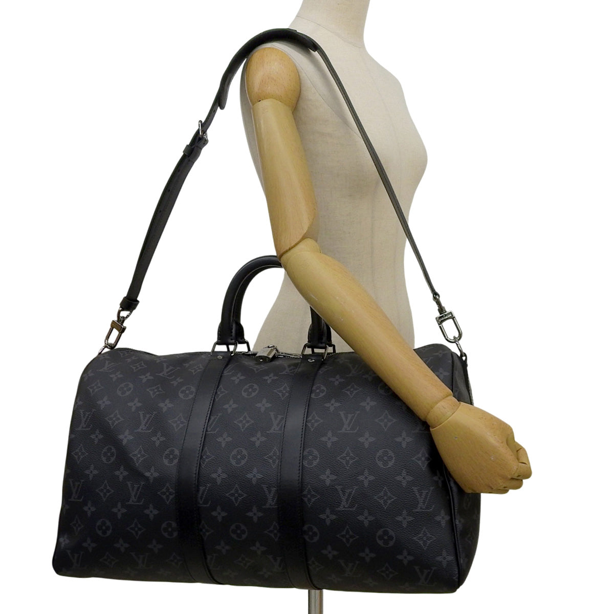 Monogram Eclipse Keypouch Bandouliere 45, Black, Grey, M40569