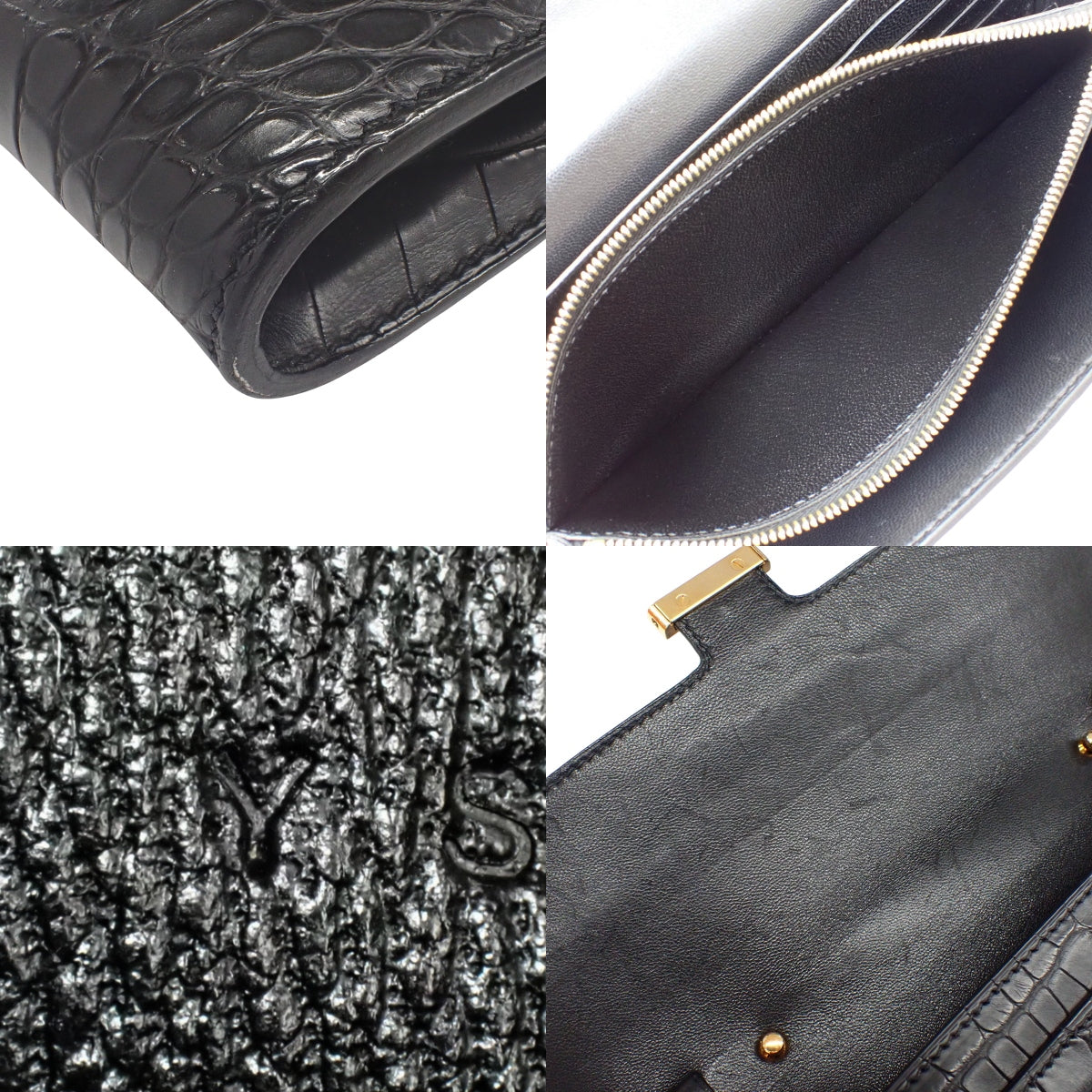 コンスタンスロング トゥーゴー アリゲーターマット クロコダイル ブラック ゴールド金具 Y刻印