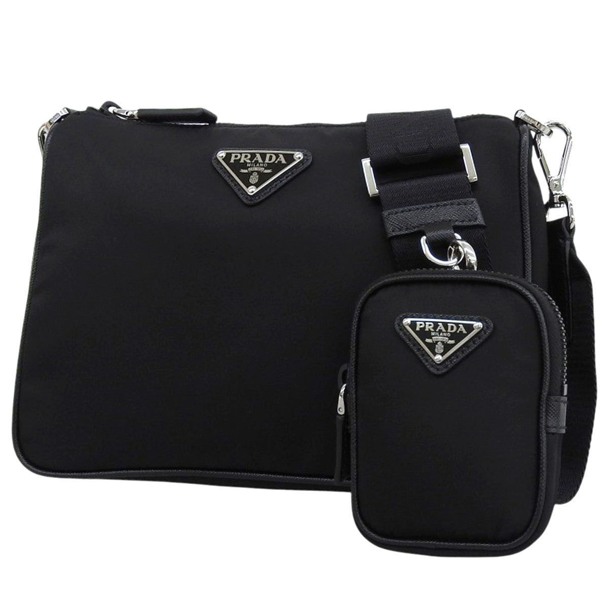 Re-Nylon 包,尼龙和 Saffiano 皮革,黑色,2VH113_2DMH_F0002_V_XOP