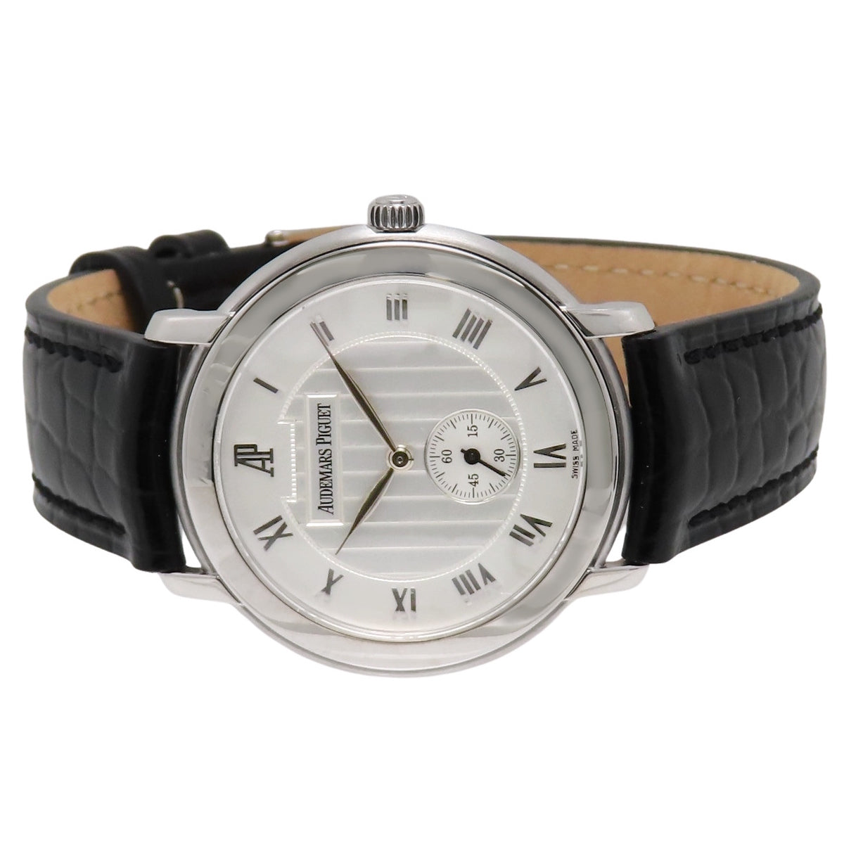 ジュールオーデマ クラシック 15056BC/O/0001/CR01 WG/革 ホワイト 手巻き メンズ