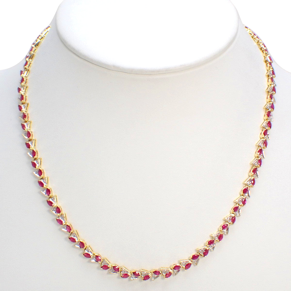 Pink sapphire and diamond necklace in 18K yellow gold and 18K white gold