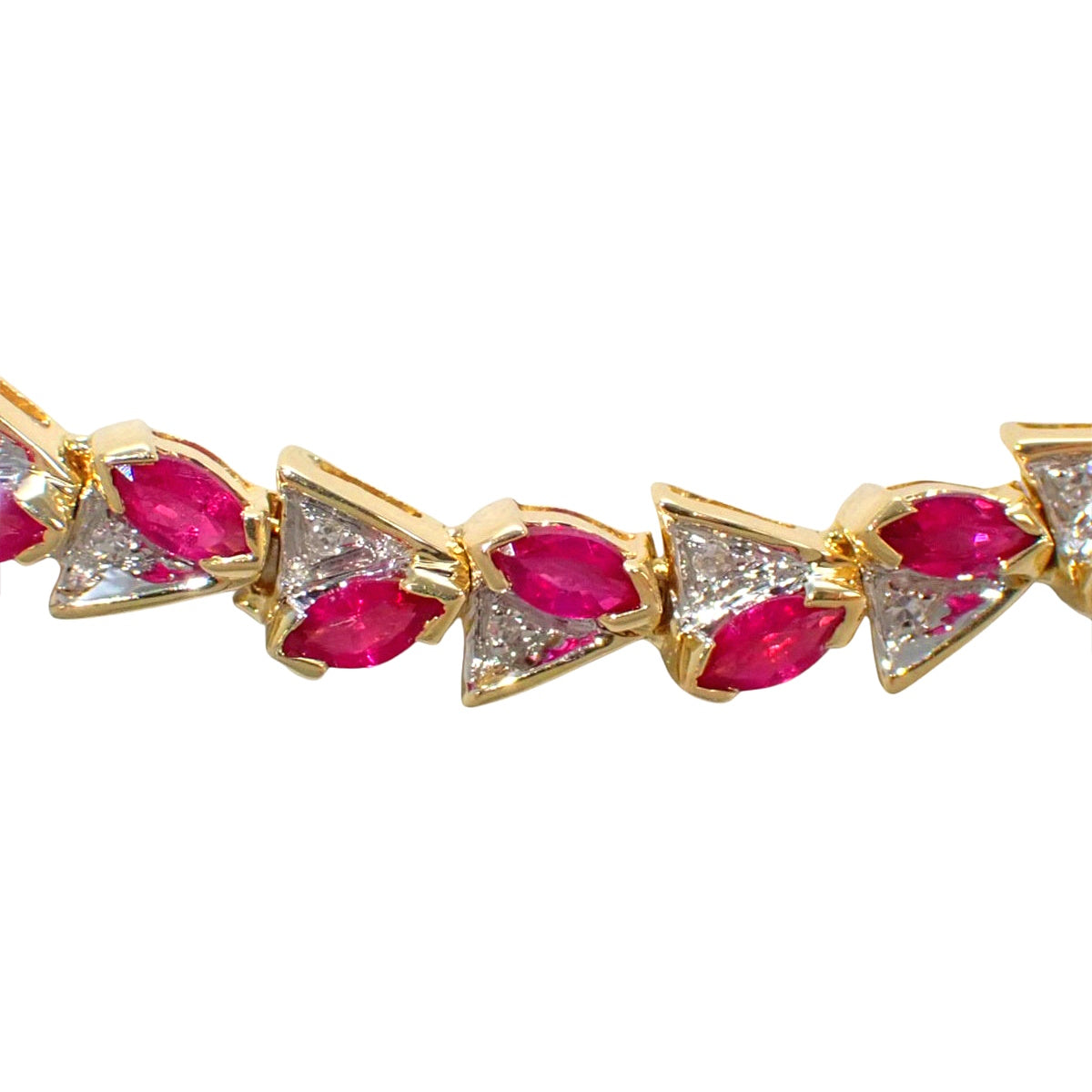 Pink sapphire and diamond necklace in 18K yellow gold and 18K white gold