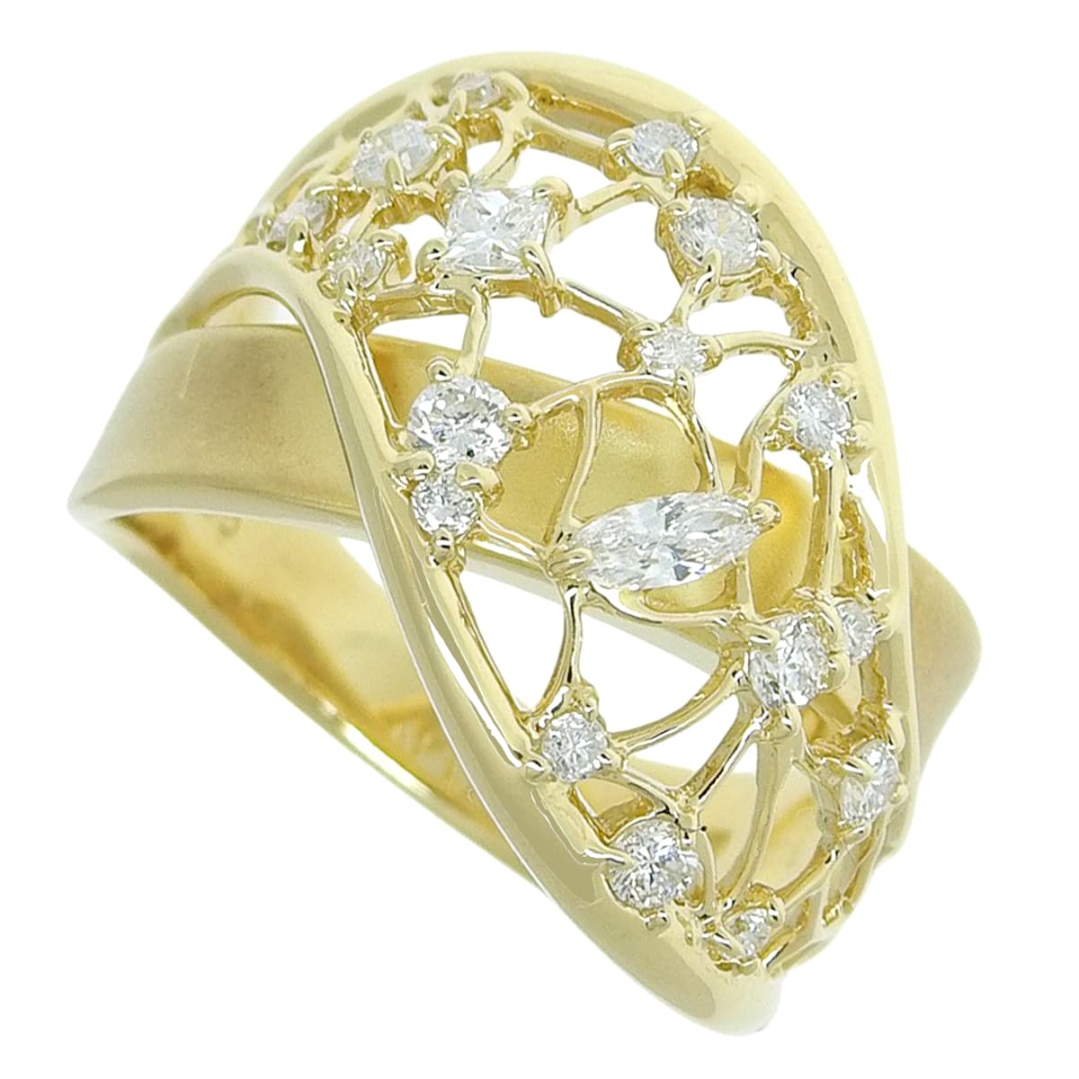 Diamond ring in yellow gold K18YG