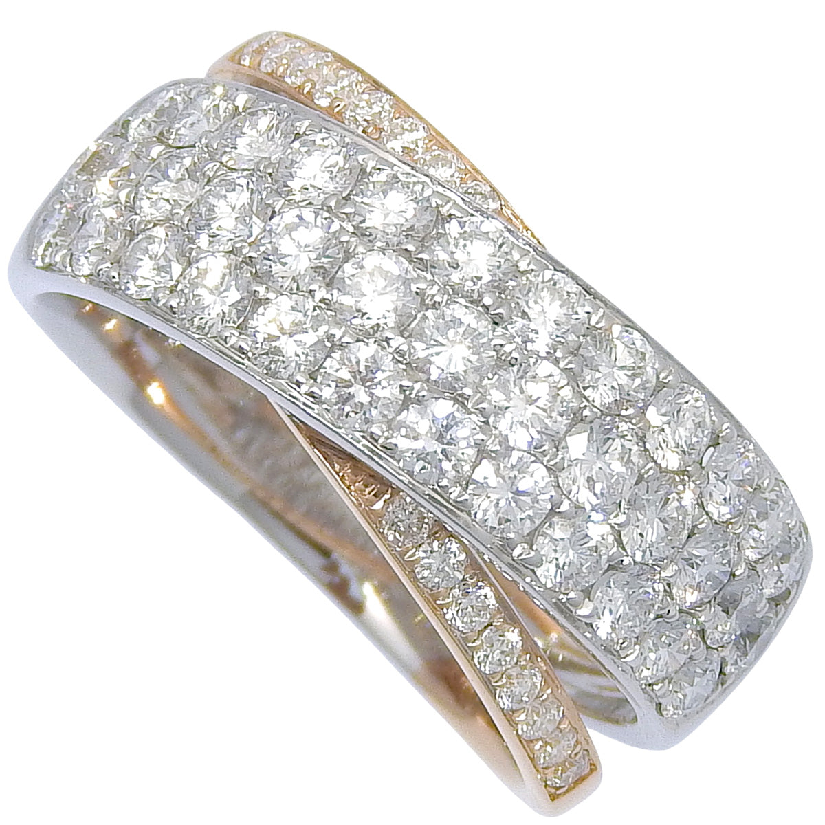 Pave Diamond Ring D1.68 White Gold K18WG Pink Gold K18PG 8.6g