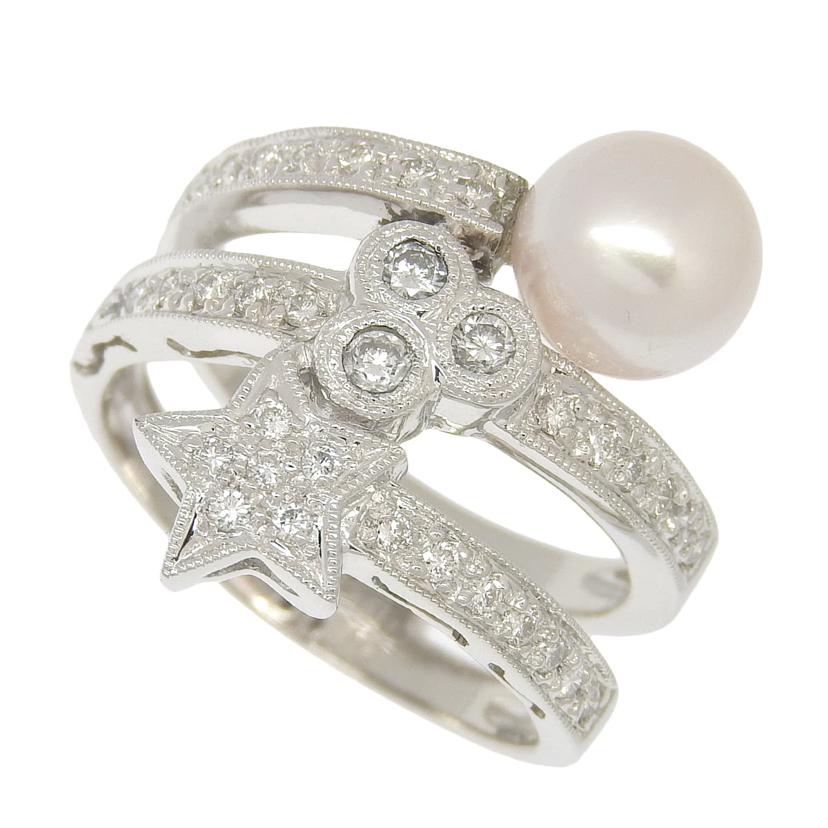 アコヤパール ダイヤモンド スター リング プラチナ Pt900