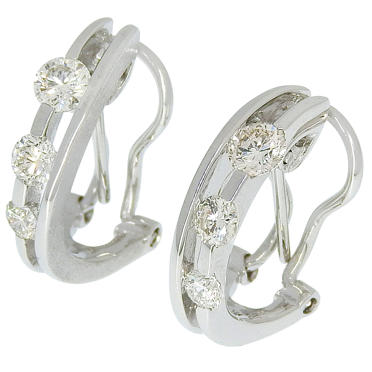 Diamond earrings D0.35,0.35 White gold K18WG 4.5g