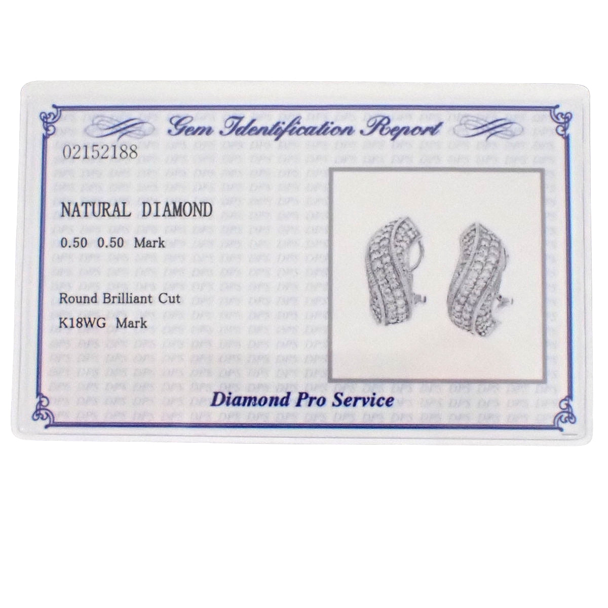 ダイヤモンドピアス D0.50,0.50 ホワイトゴールド K18WG 7.9g