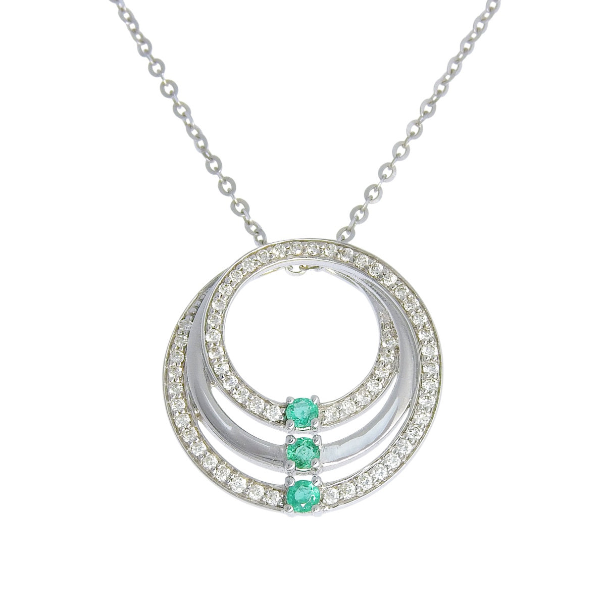 エメラルド ダイヤモンド ネックレス ホワイトゴールド K18WG