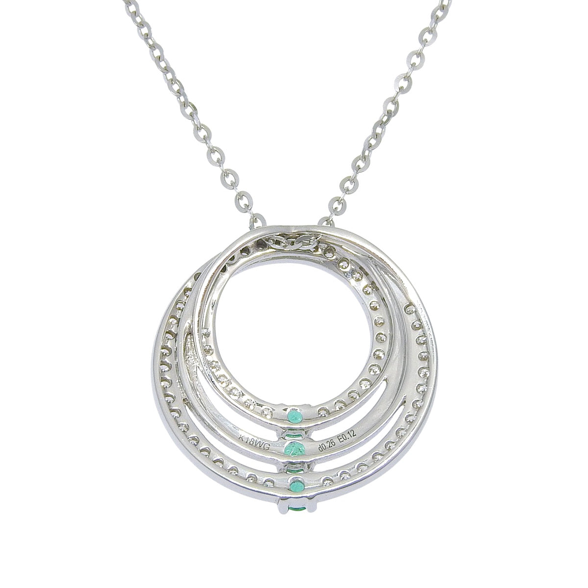 エメラルド ダイヤモンド ネックレス ホワイトゴールド K18WG