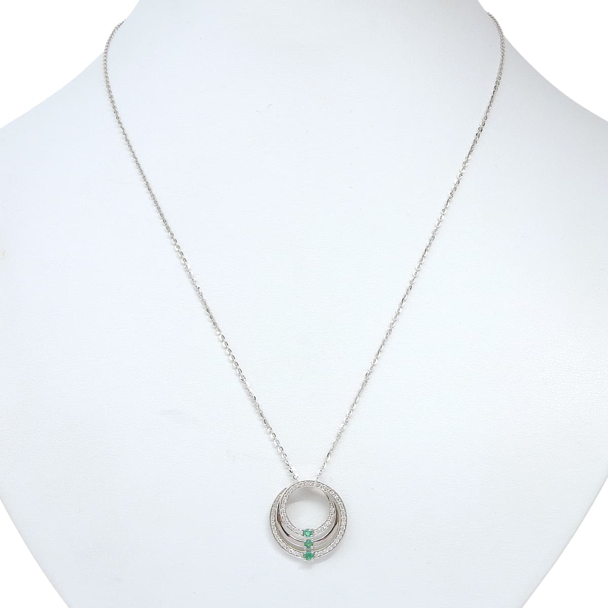 エメラルド ダイヤモンド ネックレス ホワイトゴールド K18WG