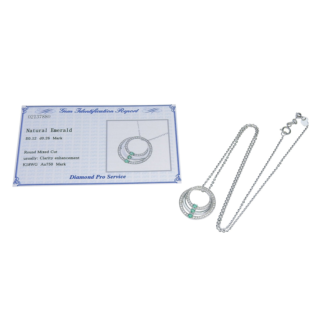 エメラルド ダイヤモンド ネックレス ホワイトゴールド K18WG