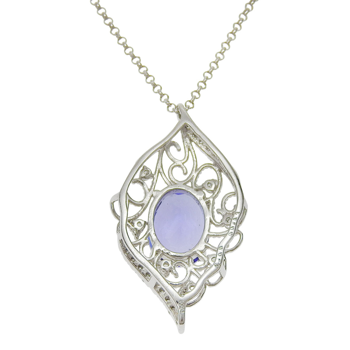 Tanzanite and Diamond Leaf Necklace in White Gold (K18WG) and Platinum (Pt900)