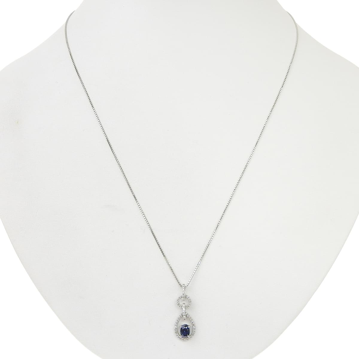 Sapphire teardrop necklace, size S0.72/D0.21, white gold, 18K white gold.