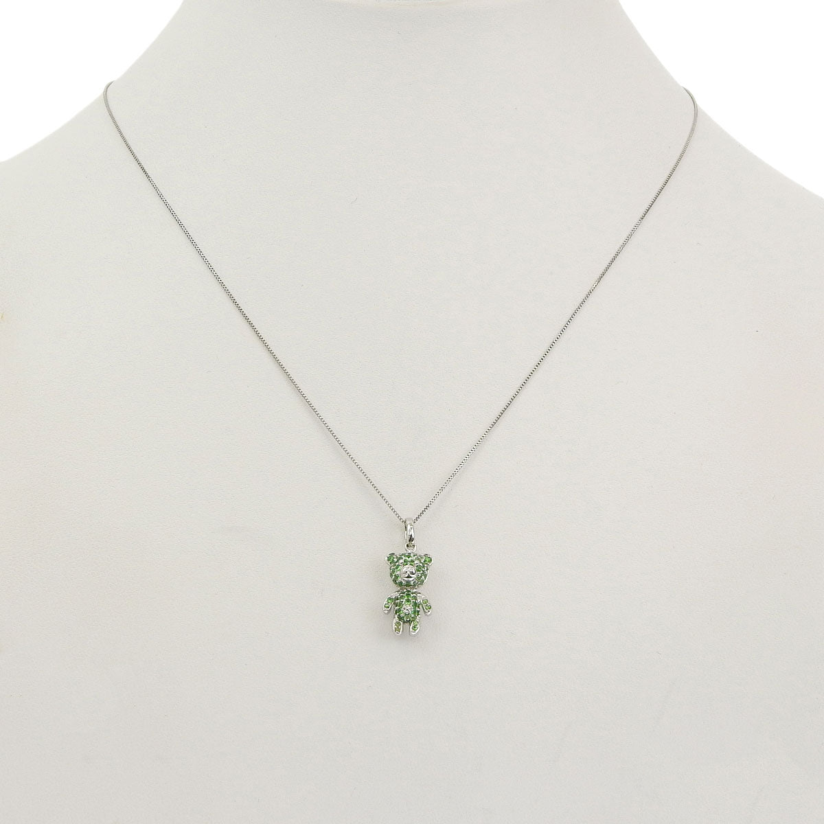 ガーネット クマ ネックレス GG0.48 ホワイトゴールド K18WG