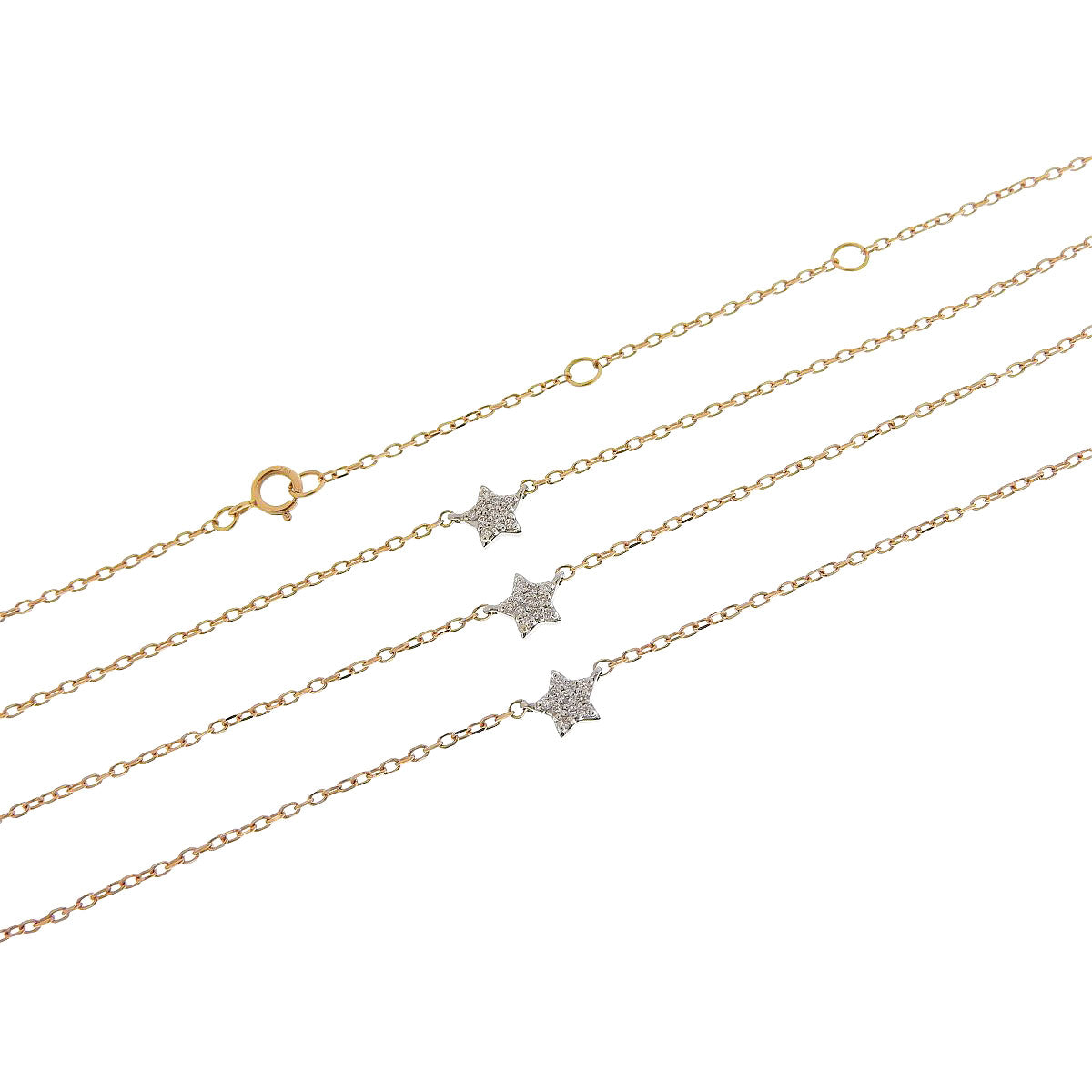 ダイヤモンド 三連ネックレス ピンクゴールド K18PG ホワイトゴールド K18WG 3.7g