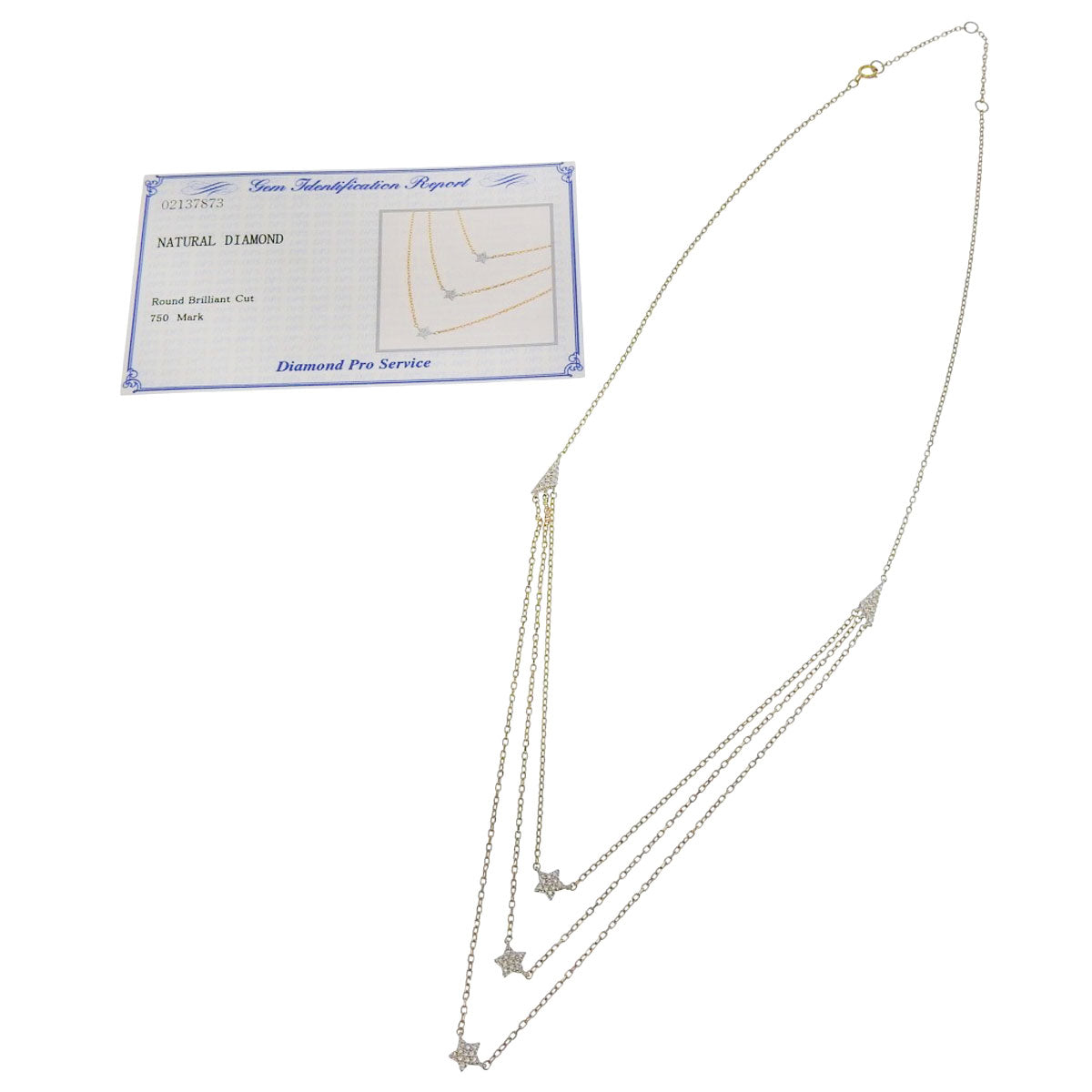 ダイヤモンド 三連ネックレス ピンクゴールド K18PG ホワイトゴールド K18WG 3.7g