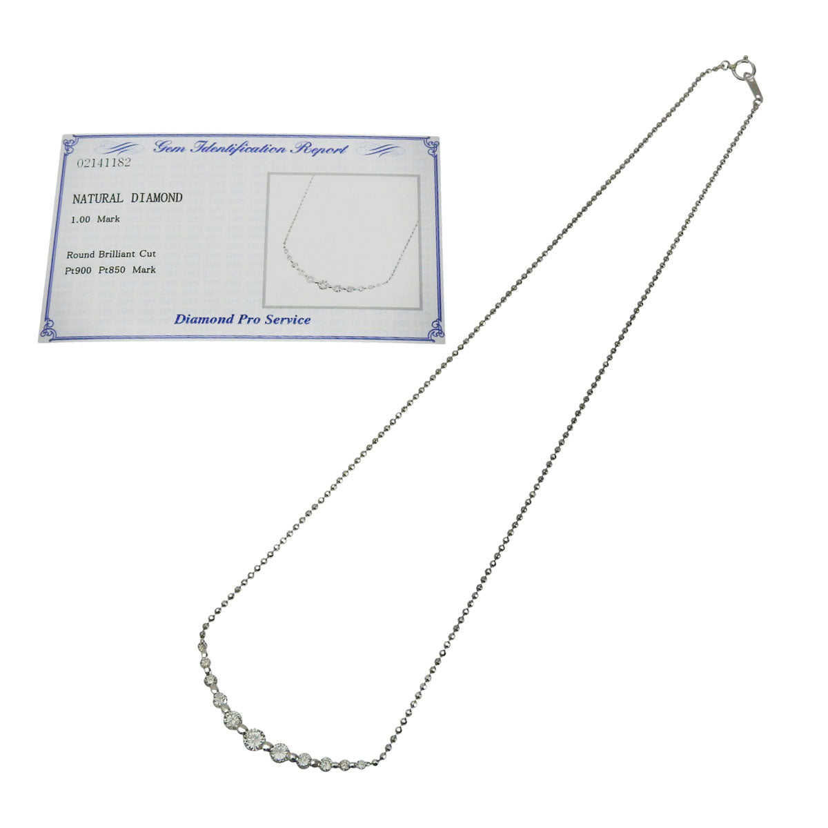 Diamond necklace D1.00 Pt900 Pt850 7.0g