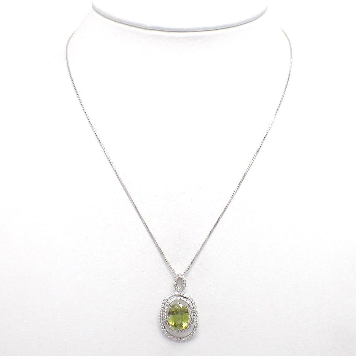 Sphene and Diamond Necklace SP3.77/D0.62 Platinum Pt850 Pt900 7.4g