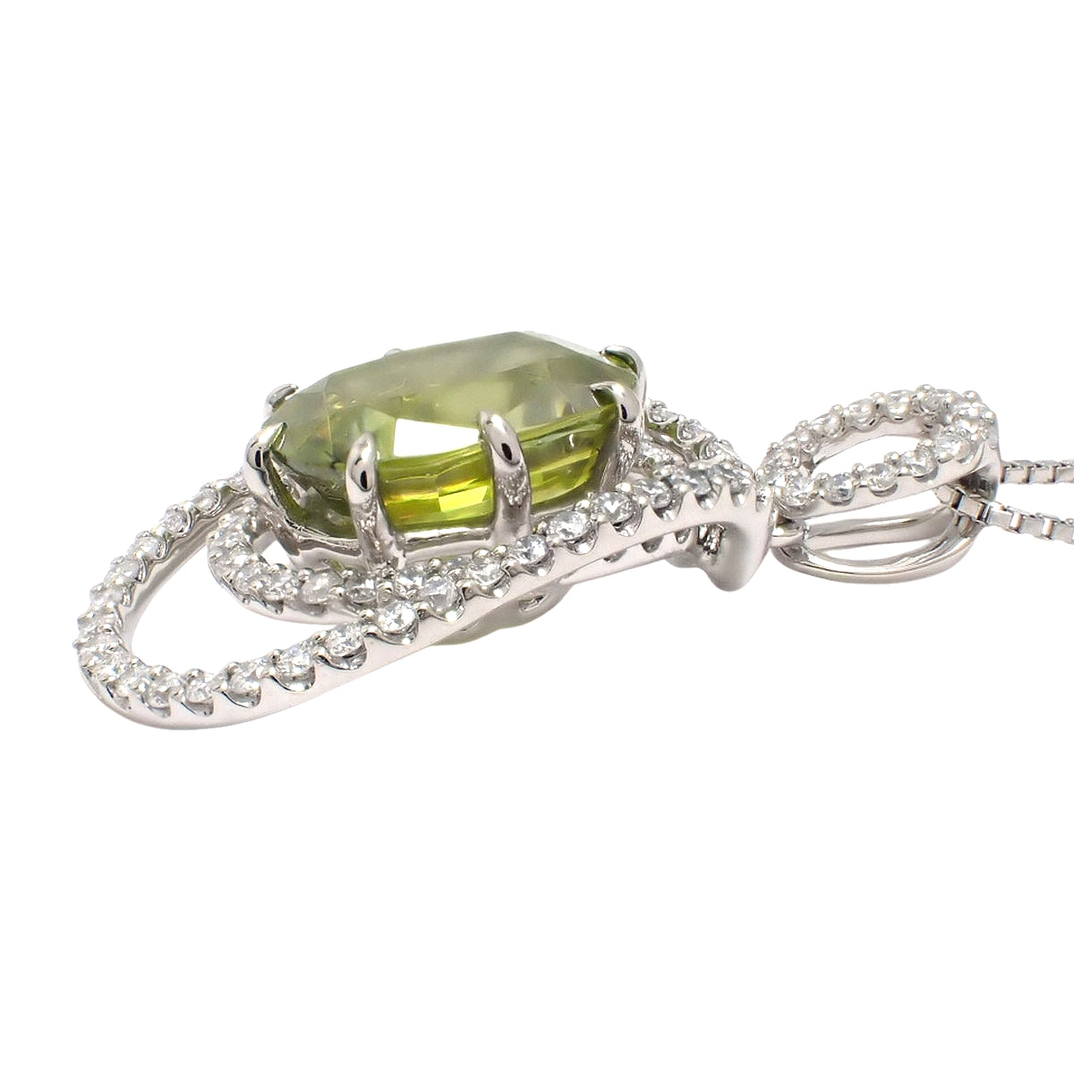 Sphene and Diamond Necklace SP3.77/D0.62 Platinum Pt850 Pt900 7.4g