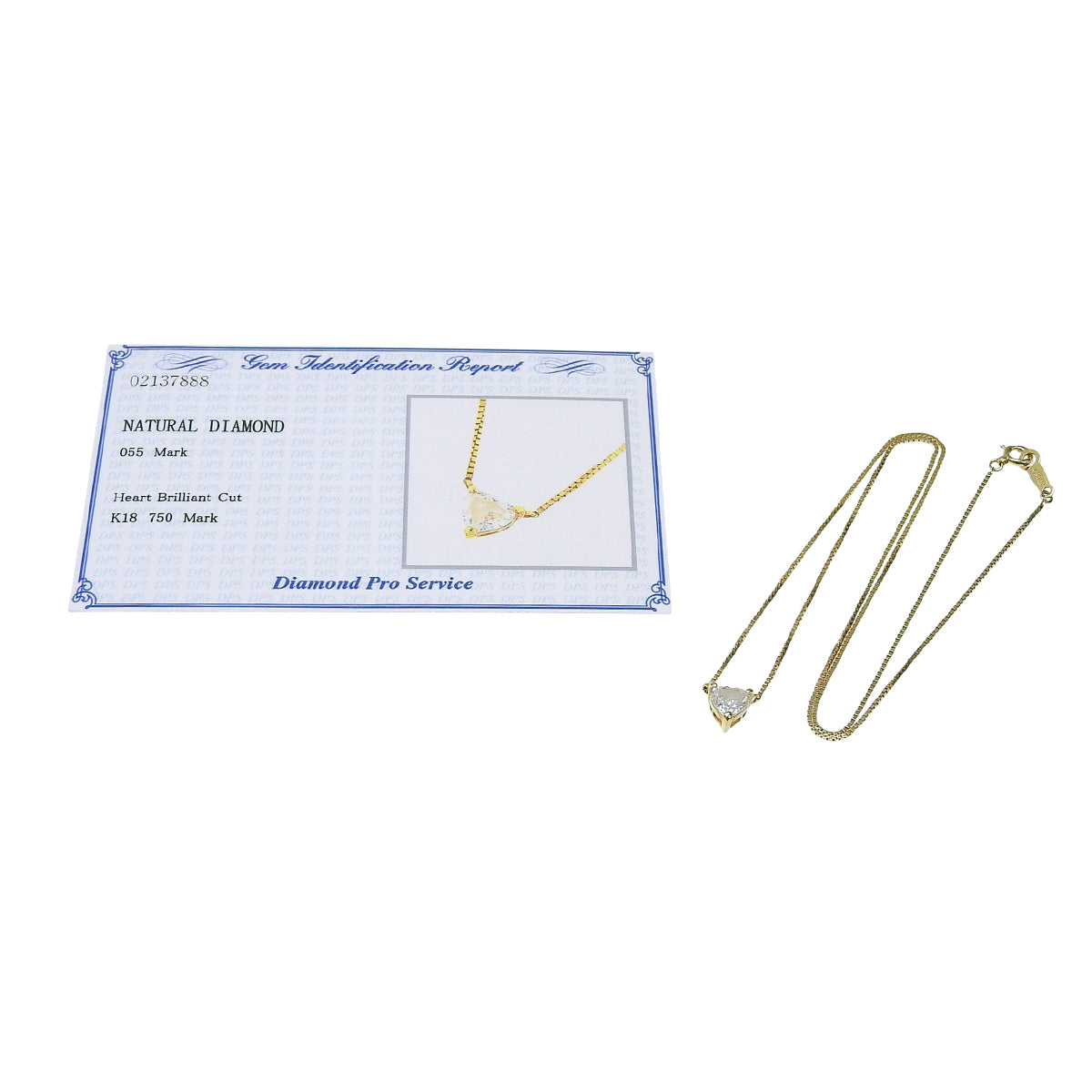ダイヤモンド ハートシェイプ ネックレス イエローゴールド K18YG