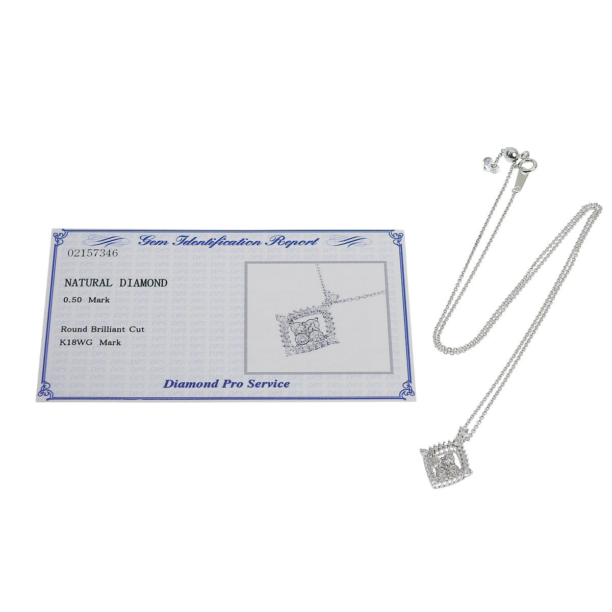ダイヤモンド ネックレス D0.50 ホワイトゴールド K18WG 3.8g