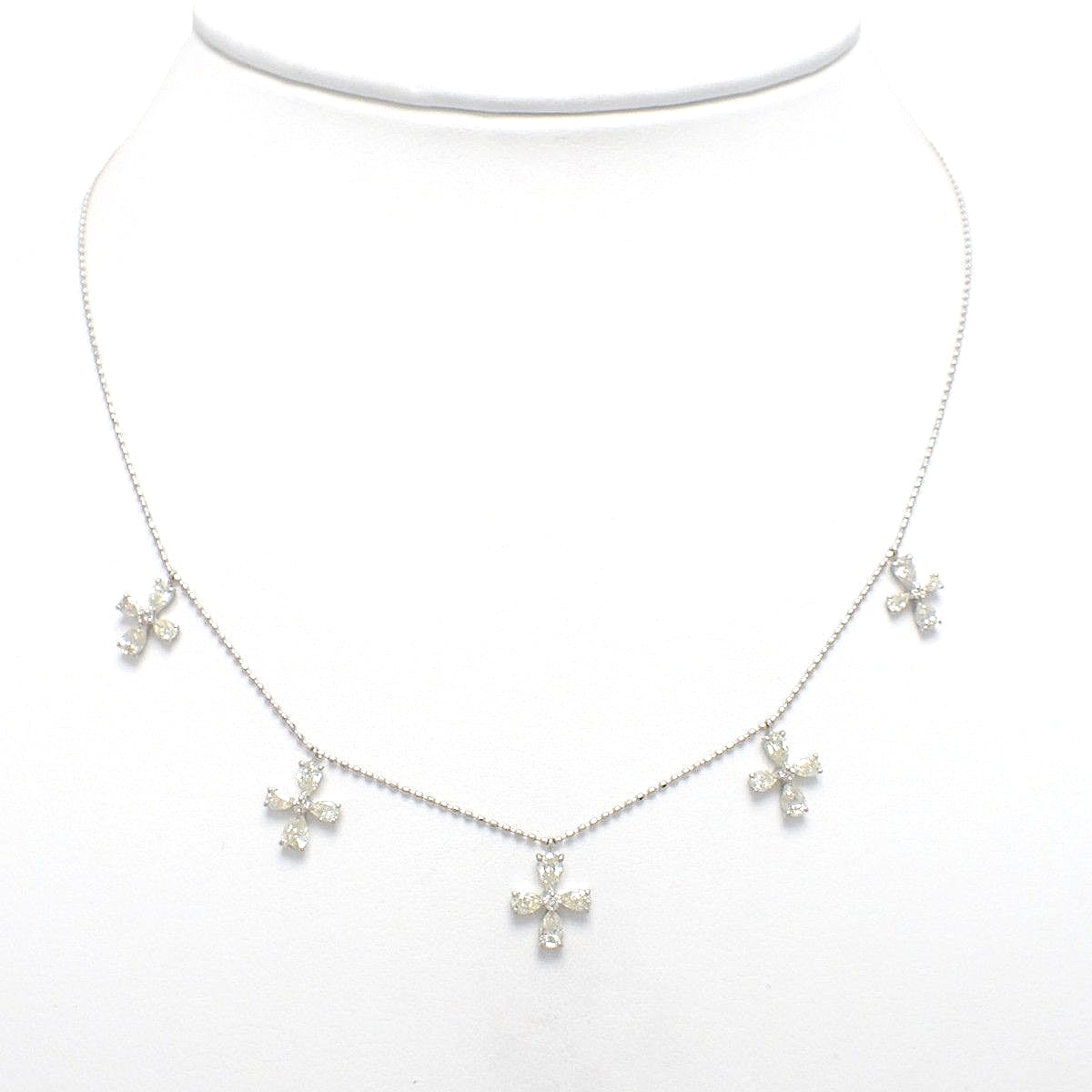 Diamond Cross Motif Necklace D1.60 Platinum Pt850 Pt900 3.4g