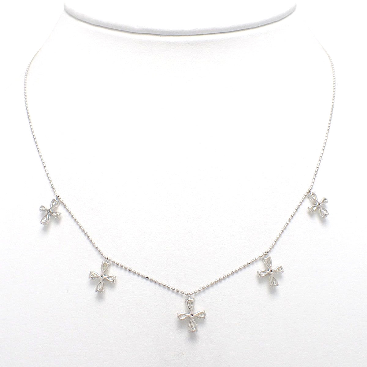 Diamond Cross Motif Necklace D1.60 Platinum Pt850 Pt900 3.4g