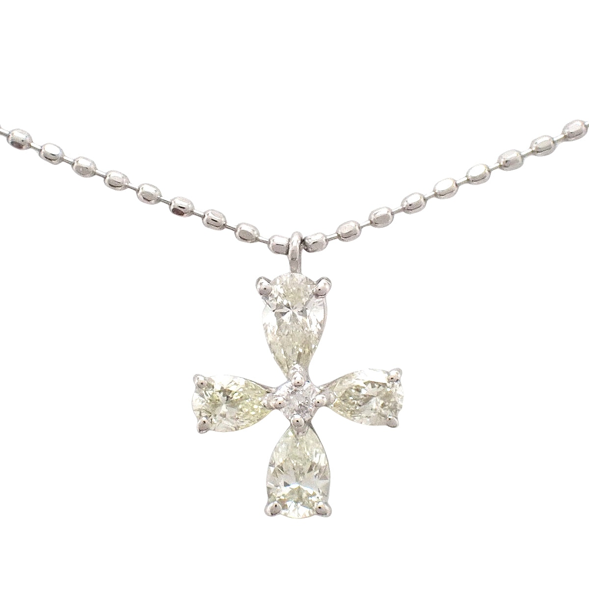 Diamond Cross Motif Necklace D1.60 Platinum Pt850 Pt900 3.4g