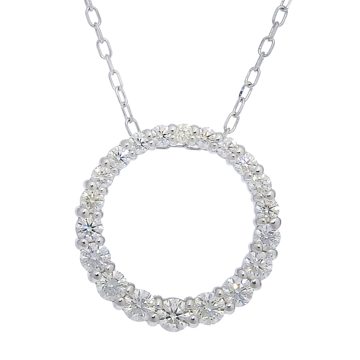 Open Circle Full Diamond Necklace D0.50 Platinum Pt950 Pt850 3.1g