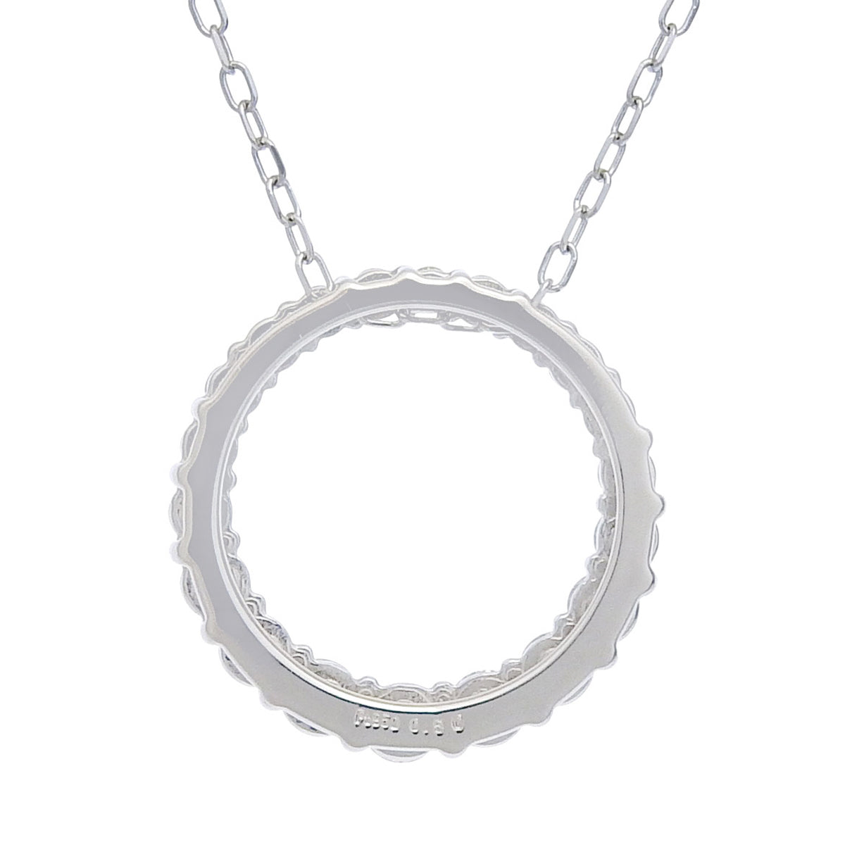 Open Circle Full Diamond Necklace D0.50 Platinum Pt950 Pt850 3.1g