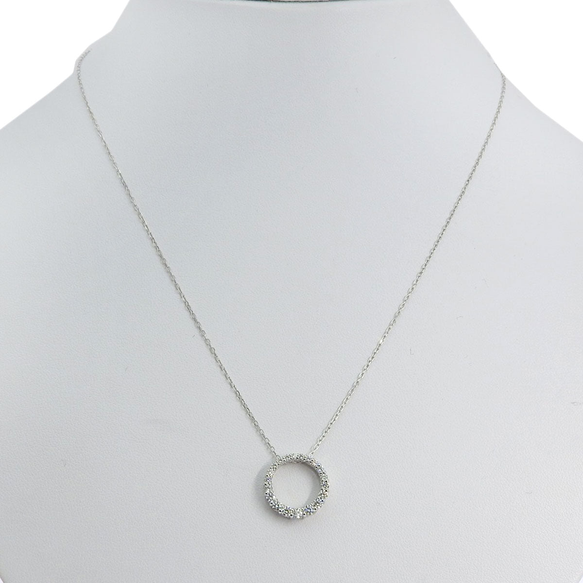 Open Circle Full Diamond Necklace D0.50 Platinum Pt950 Pt850 3.1g