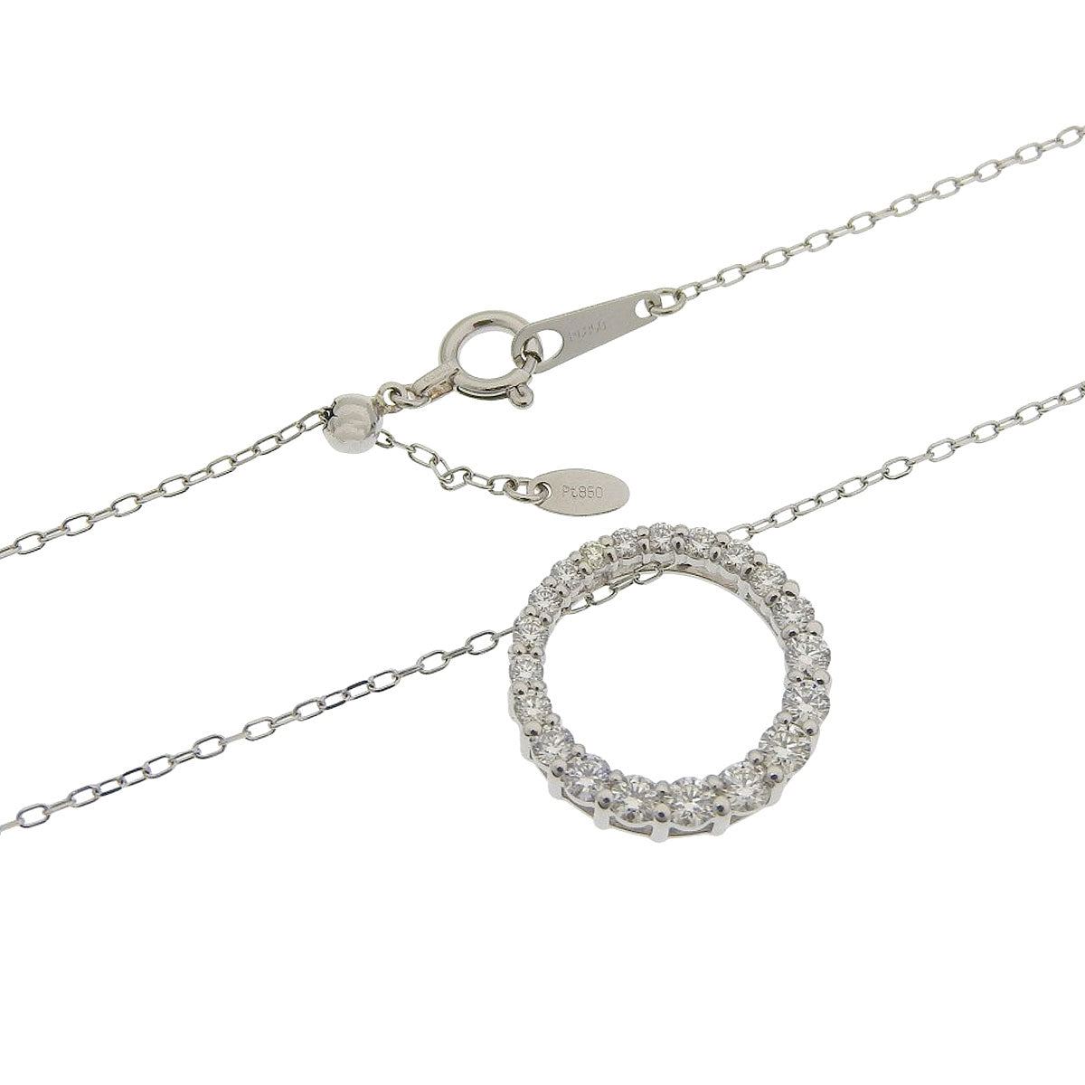 Open Circle Full Diamond Necklace D0.50 Platinum Pt950 Pt850 3.1g