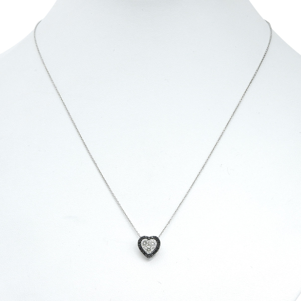 Heart Diamond Necklace D0.35/K0.15 K18WG 2.6g
