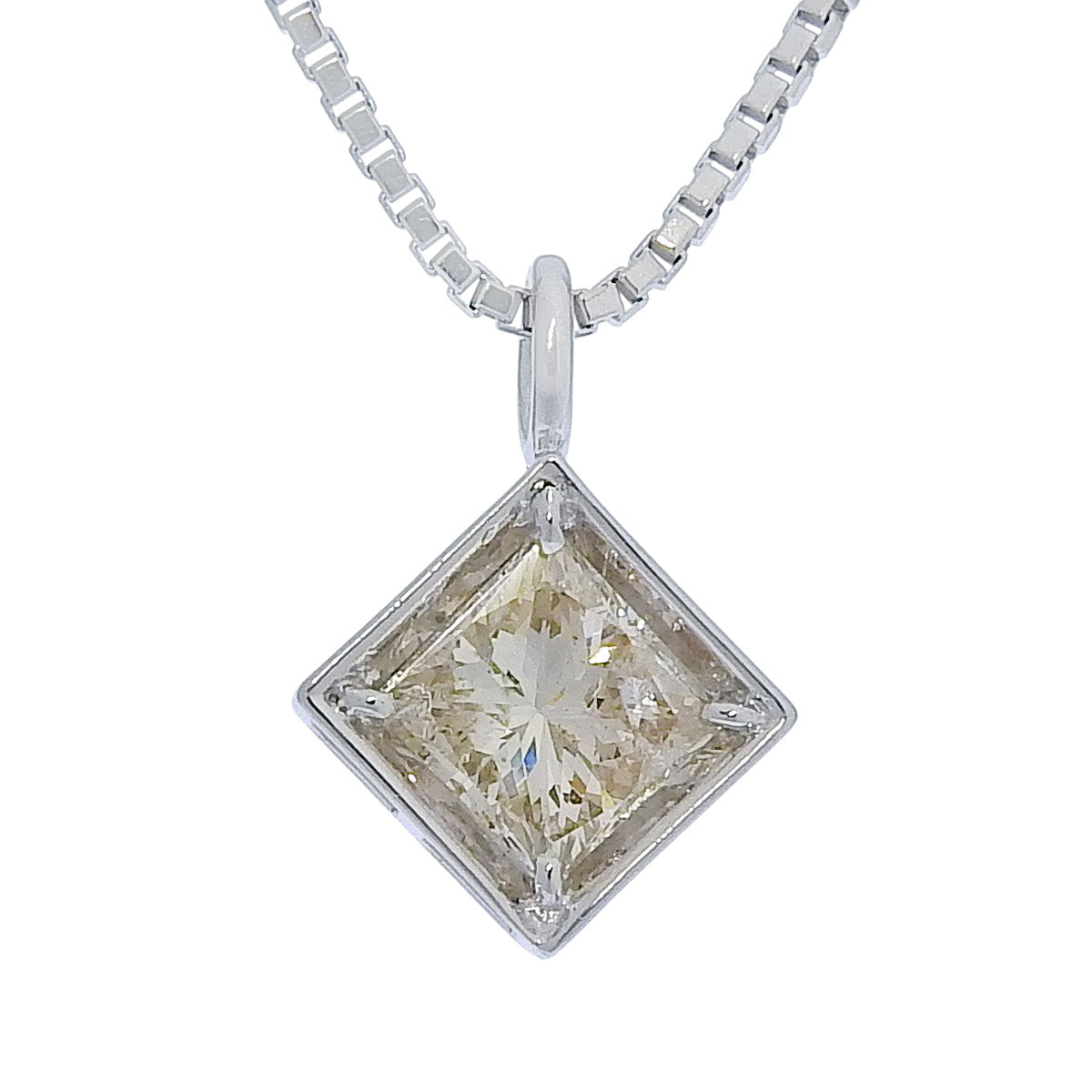 Diamond necklace D1.05, white gold K18WG, platinum Pt900, 5.6g