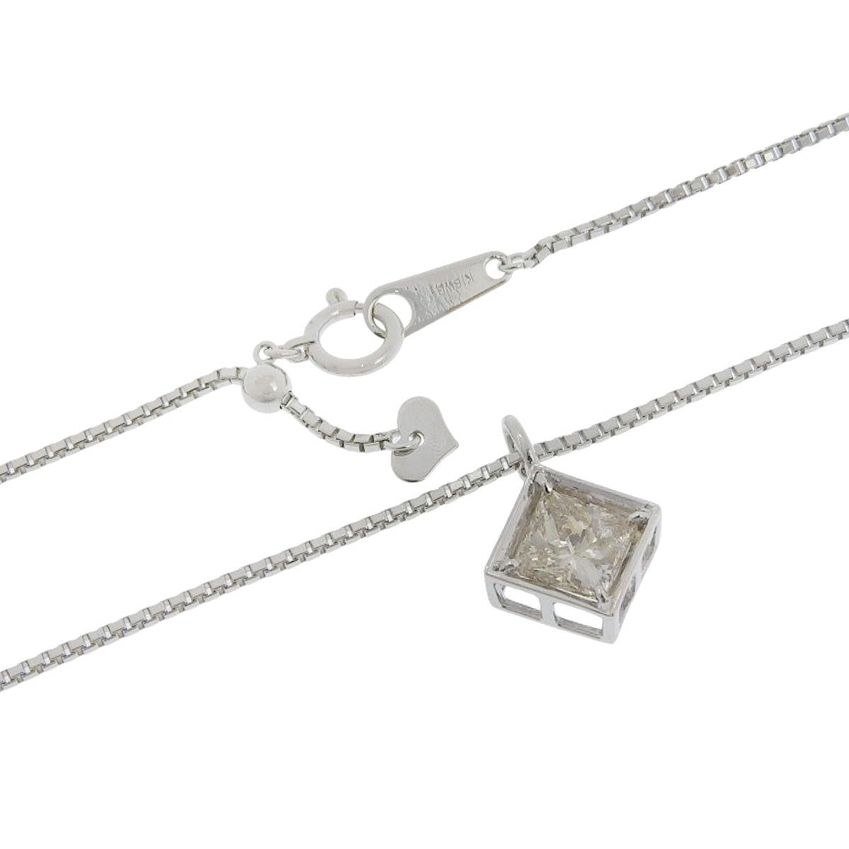 Diamond necklace D1.05, white gold K18WG, platinum Pt900, 5.6g