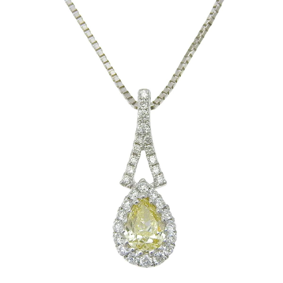 Yellow diamond necklace in white gold K18WG