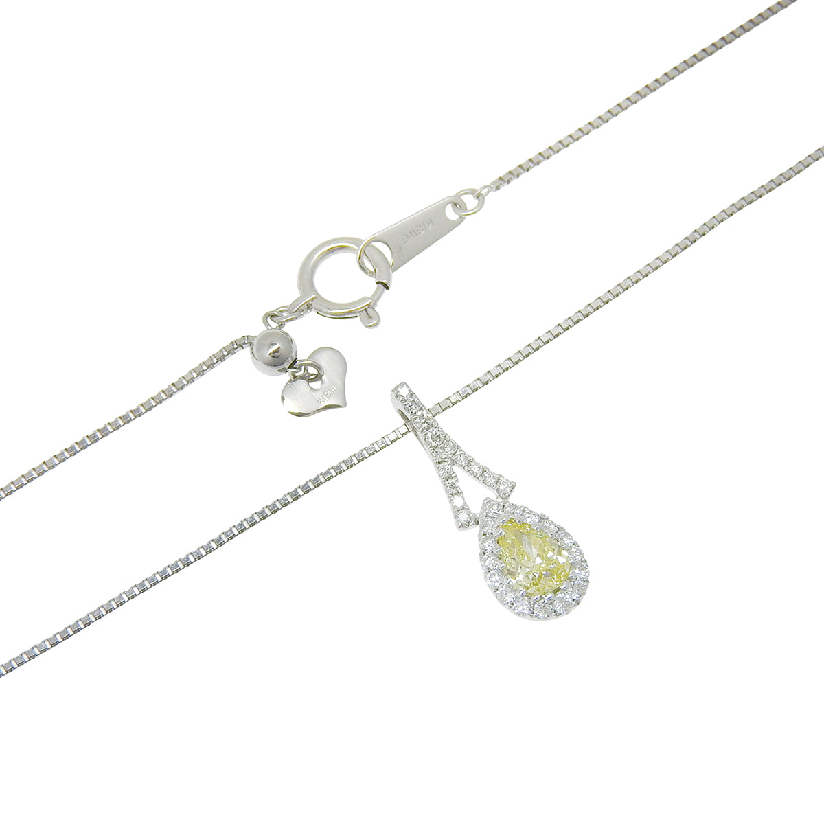Yellow diamond necklace in white gold K18WG
