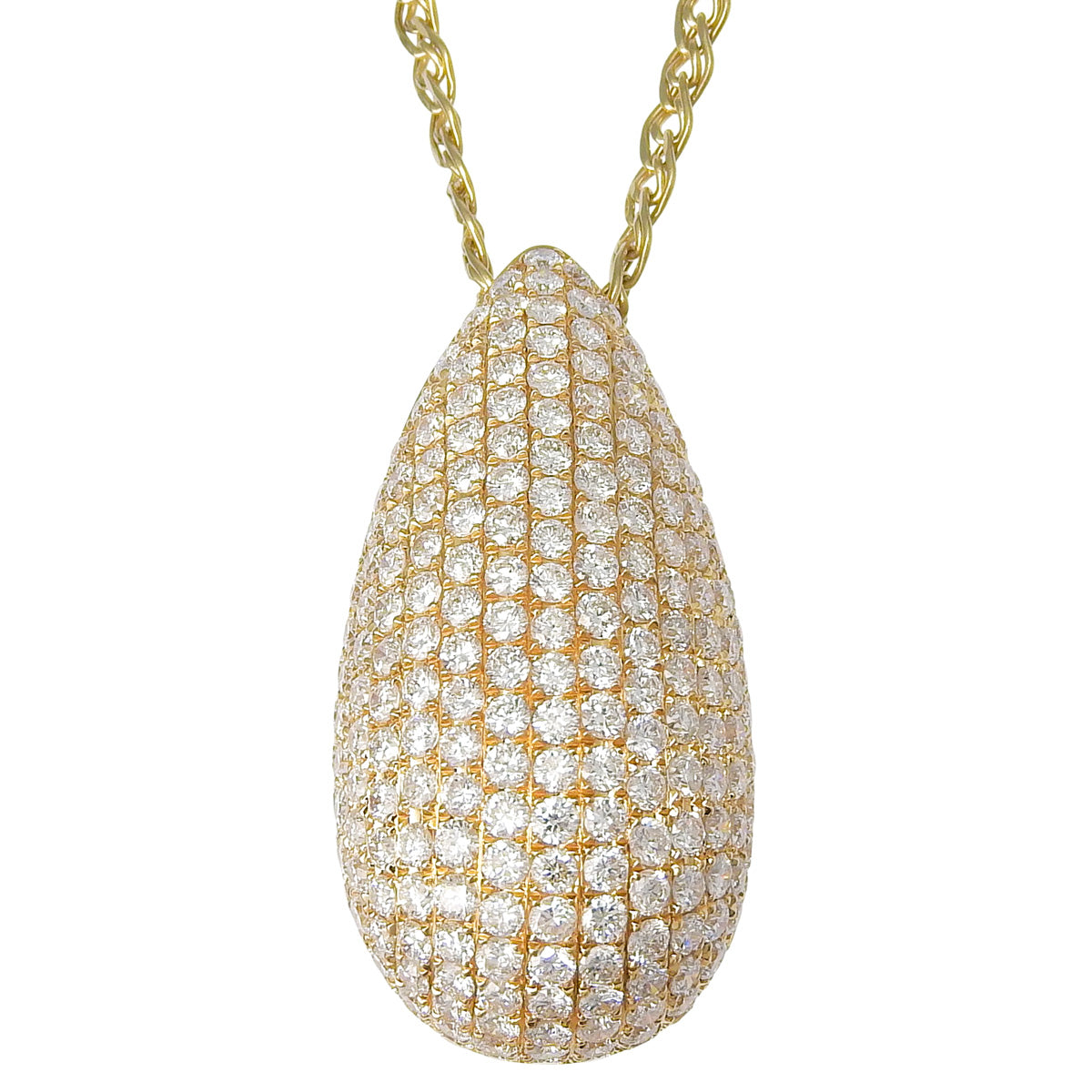 水滴形钻石项链,直径3.40克拉,18K黄金,10.0克