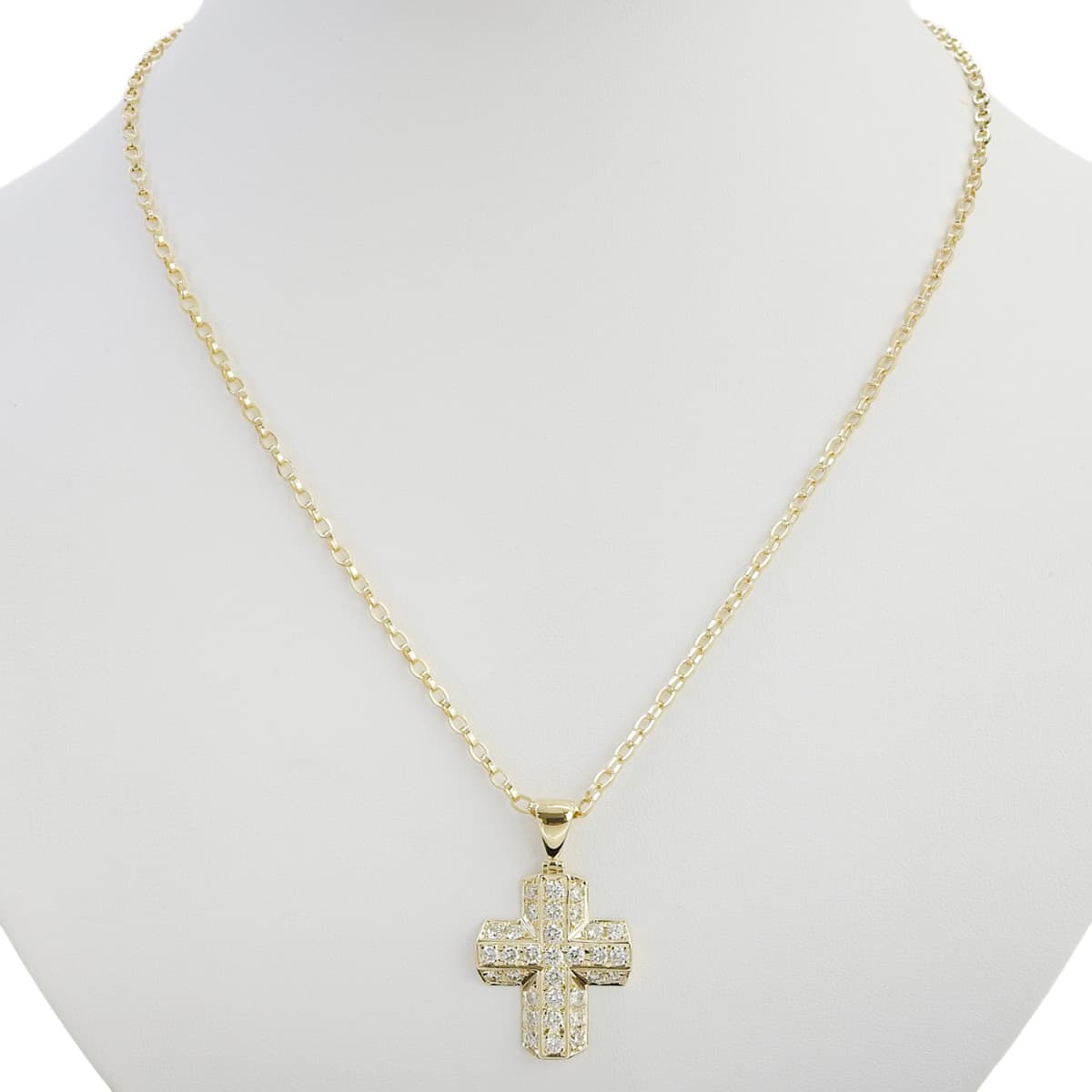 Cross Diamond Necklace D2.03 Yellow Gold K18YG 13.0g