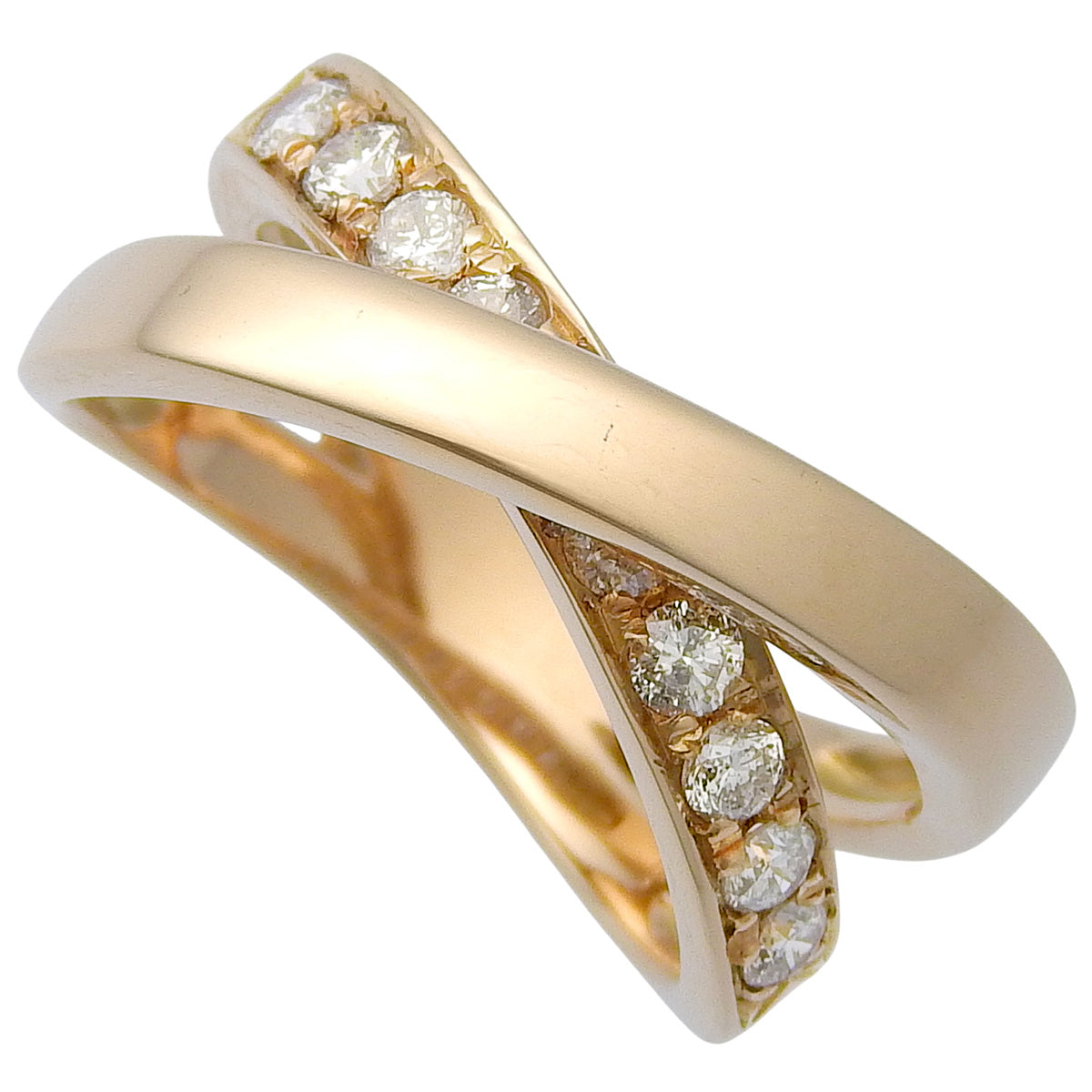 ダイヤモンド 二連風 クロス リング D0.50 ピンクゴールド K18PG 6.6g